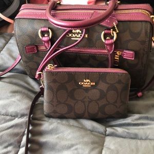 Coach Rowan satchel with matching wristlet